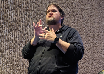 Sign language interpreter at a public venue